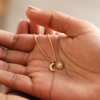 Shop Lisa Angel Sun And Moon Charm Necklace In Gold
