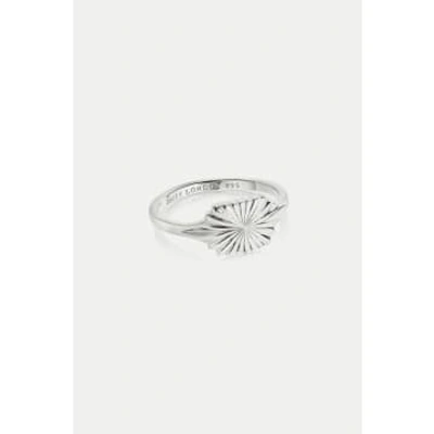 Shop Daisy London Silver Sunburst Shield Ring In Metallic