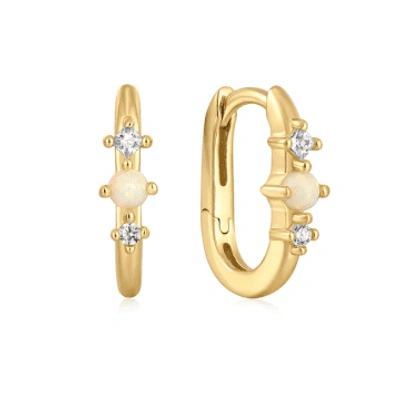 Shop Ania Haie Kyoto Opal Oval Huggie Hoop Earrings In Gold