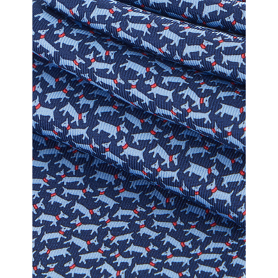 Shop Ferragamo Mens Navy Graphic-pattern Wide-blade Silk Tie