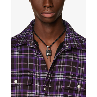 Shop Givenchy Lock Brass And Enamel Necklace In Black