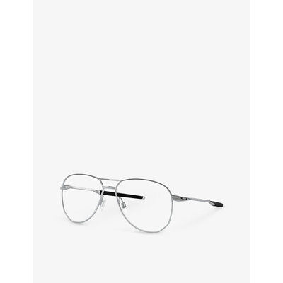 Shop Oakley Women's Grey Ox5077 Contrail Ti Round-frame Titanium Glasses
