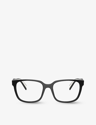 Shop Prada Men's Black Pr 17zv Rectangle-frame Acetate Glasses