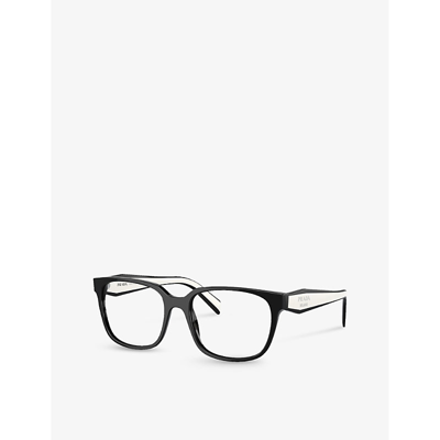Shop Prada Men's Black Pr 17zv Rectangle-frame Acetate Glasses