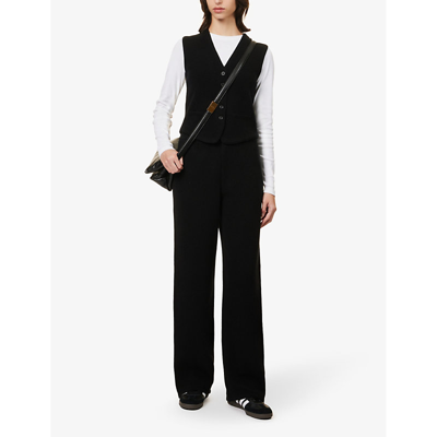 Shop Guest In Residence Women's Black Straight-leg Mid-rise Cashmere-blend Trousers