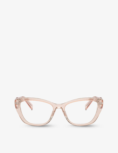 Shop Prada Women's Pink Pr 19wv Cat-eye Acetate Glasses