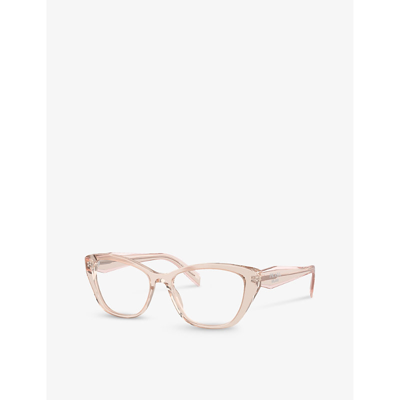 Shop Prada Women's Pink Pr 19wv Cat-eye Acetate Glasses