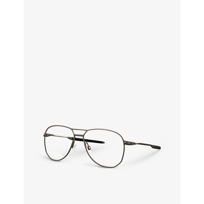 Shop Oakley Women's Grey Ox5077 Contrail Ti Round-frame Titanium Glasses