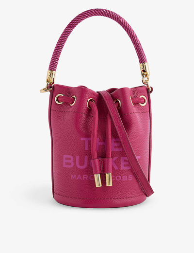 Shop Marc Jacobs The Leather Mini Bucket Bag In Lipstick Pink