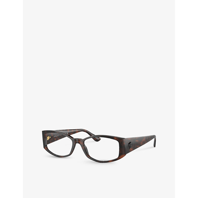 Shop Versace Men's Brown Ve3343 Branded Irregular-frame Plastic Glasses