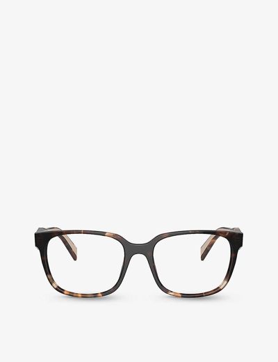 Shop Prada Men's Brown Pr 17zv Rectangle-frame Acetate Glasses