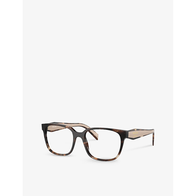 Shop Prada Men's Brown Pr 17zv Rectangle-frame Acetate Glasses