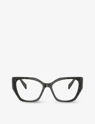 Prada Womens Black Pr 18wv Irregular-frame Acetate Glasses In Black
