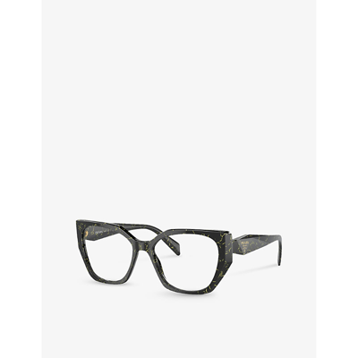 Shop Prada Women's Black Pr 18wv Irregular-frame Acetate Glasses