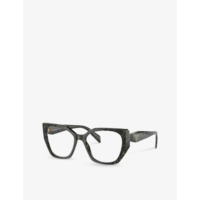 Prada Womens Black Pr 18wv Irregular-frame Acetate Glasses In Black