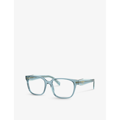 Shop Prada Men's Blue Pr 17zv Rectangle-frame Acetate Glasses