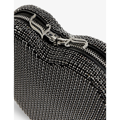 Shop Juicy Couture Heart-shaped Crystal-embellished Mesh Shoulder Bag In Black101