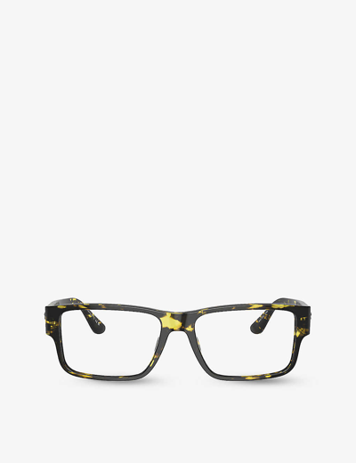 Shop Versace Men's Brown Ve3342 Branded Rectangular-frame Plastic Glasses