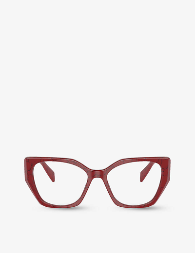 Shop Prada Women's Red Pr 18wv Irregular-frame Acetate Glasses