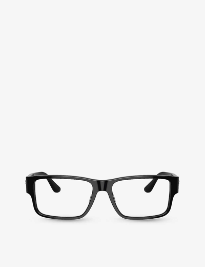 Shop Versace Men's Black Ve3342 Branded Rectangular-frame Plastic Glasses