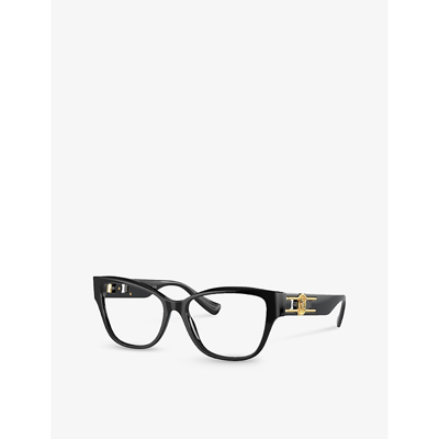 Shop Versace Men's Black Ve3347 Branded Square-frame Plastic Glasses