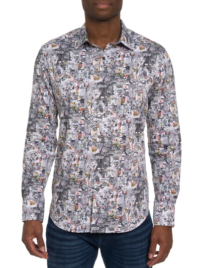 Shop Robert Graham Men's Medieval Times Graphic Button-front Shirt In Neutral