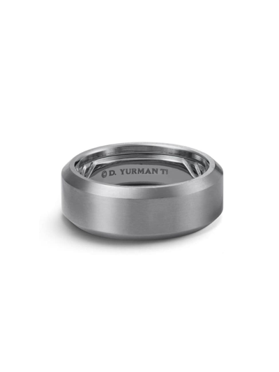 Shop David Yurman Men's Streamline Beveled Band Ring In Titanium, 8.5mm In Grey