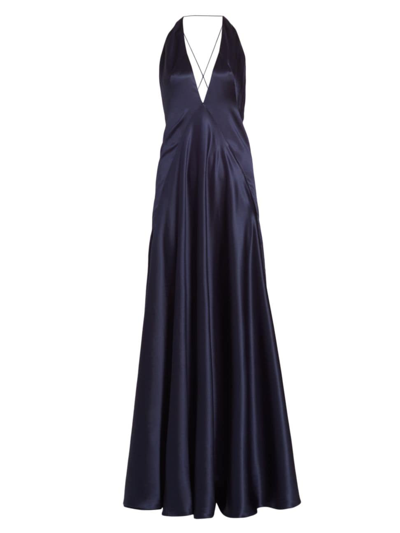Shop Michael Lo Sordo Women's Alexandra Silk Maxi Dress In Navy