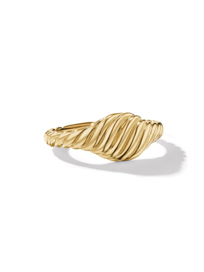 Shop David Yurman Women's Sculpted Cable Micro Pinky Ring In 18k Yellow Gold