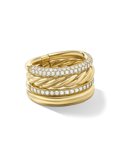 Shop David Yurman Women's Dy Mercer Multi Row Ring In 18k Yellow Gold