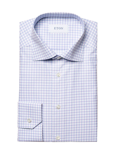 Shop Eton Men's Contemporary-fit Checked Shirt In Purple