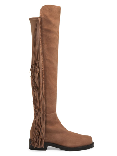 Shop Stuart Weitzman Women's 5050 Bold Fringe Boots In Camel
