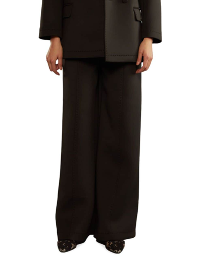 Shop Cynthia Rowley Women's High-waisted Wide-leg Pants In Black