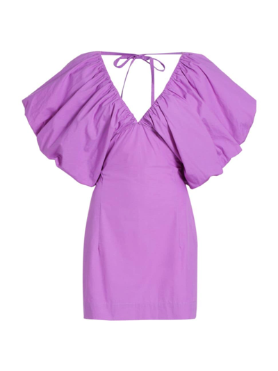Shop S/w/f Women's Puff-sleeve Minidress In True Purple