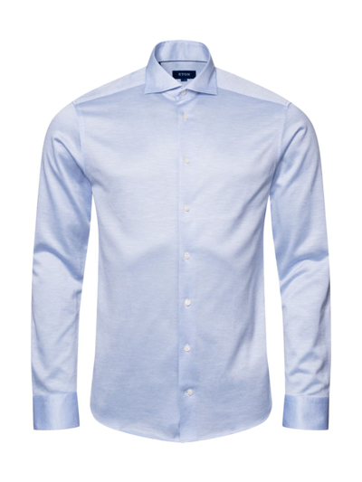 Shop Eton Men's Slim-fit Luxe Knit King Shirt In Blue