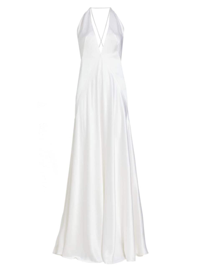 Shop Michael Lo Sordo Women's Alexandra Silk Maxi Dress In White