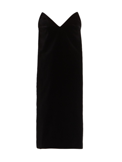 Shop Loewe Women's Bustier Cotton-blend Midi-dress In Black