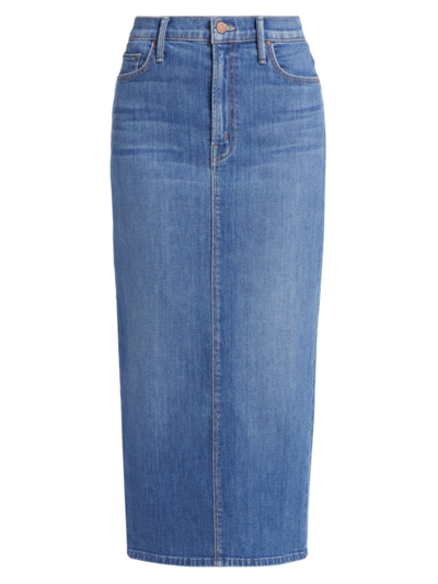 Shop Mother Women's The Pencil Pusher Denim Maxi Skirt In New Sheriff In Town