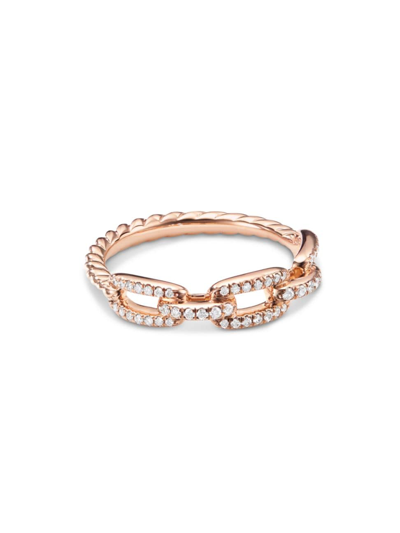 Shop David Yurman Women's Stax Chain Link Ring In 18k Rose Gold