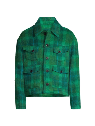 Shop Andersson Bell Men's Toulouse Wool Trucker Jacket In Green Blue