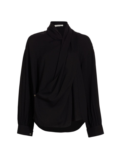 Shop The Row Women's Darnelle Draped Silk Shirt In Black