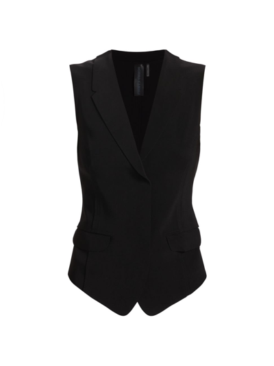 Shop Norma Kamali Women's Notched Lapel Vest In Black