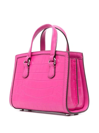 Shop Michael Michael Kors Mini Fuchsia Pink Chantal Tote Bag Coroco Effect In Cow Leather