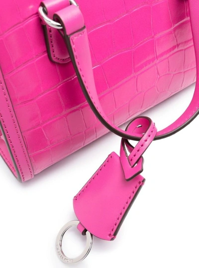 Shop Michael Michael Kors Mini Fuchsia Pink Chantal Tote Bag Coroco Effect In Cow Leather