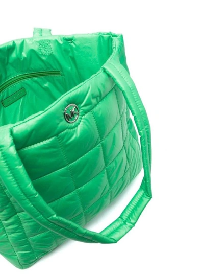Shop Michael Michael Kors Green Large Lilah Tote Bag In Polyester