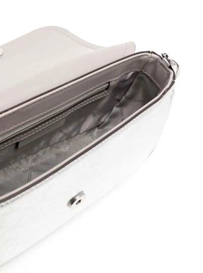 Shop Michael Michael Kors Silver-tone Medium Parker Shoulder Bag In Leather In White