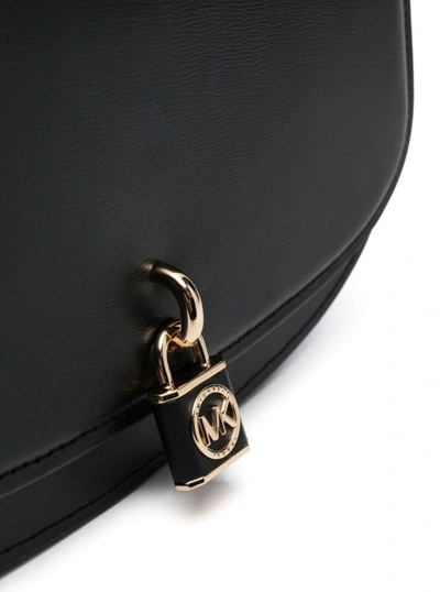 Shop Michael Michael Kors Black Shoulder Bag With Padlock Detail In Cow Leather