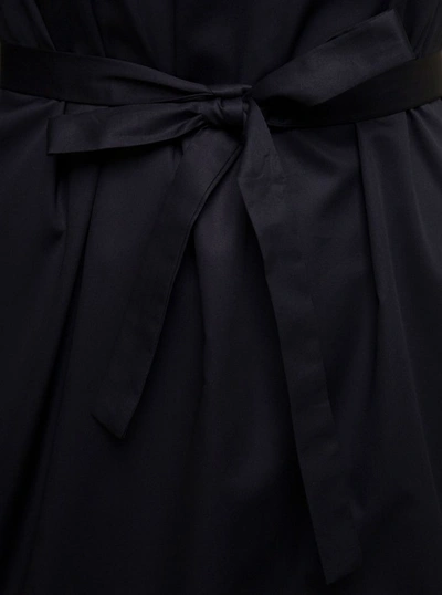 Shop Douuod Mini Black One-shoulder Dress With Waist Belt In Cotton