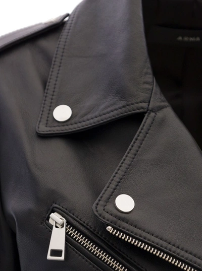 Shop Arma Ardenia Black Leather Biker Jacket