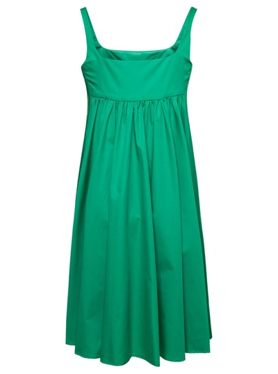 Shop Douuod Mini Emerald Green Dress With Square Neckline In Cotton